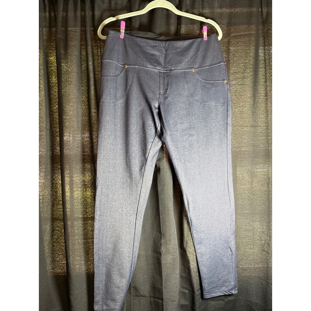 Ruby Ribbon Women XL Dark Blue Metallic High Rise Smoothing Jeggings Pants